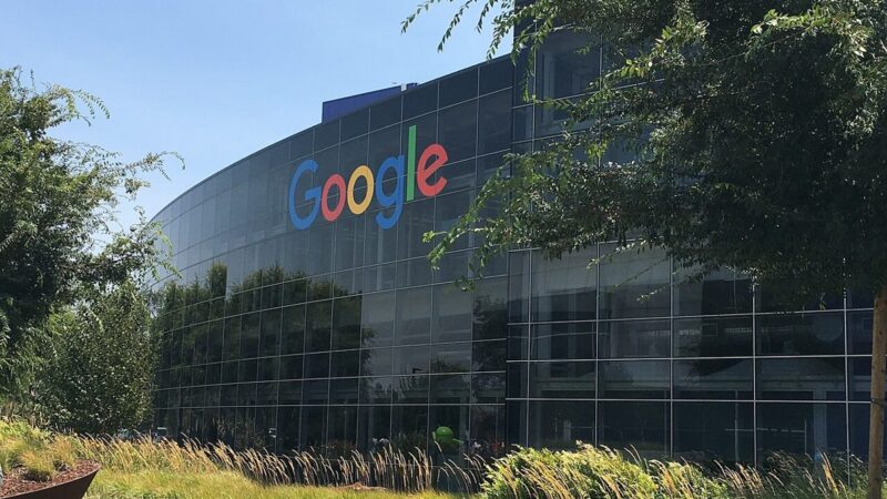 Google headquarters building with the company logo in California