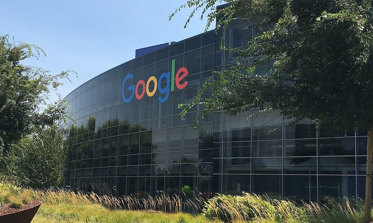 Google campus building with colourful logo