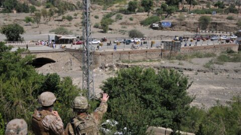 Torkham border crossing gate between Afghanistan and Pakistan