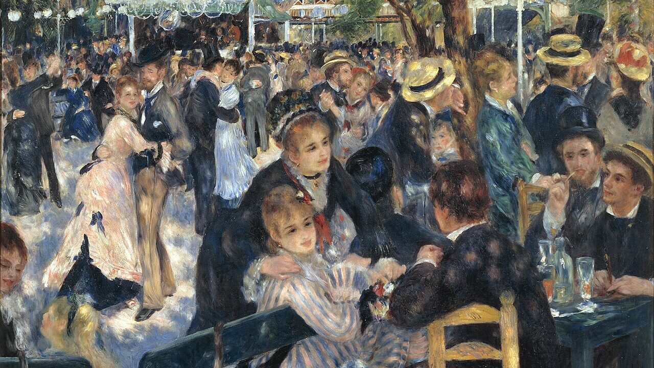 Renoir painting Bal du moulin de la Galette showing dancers in Paris