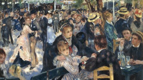 Renoir painting Bal du moulin de la Galette showing dancers in Paris
